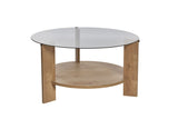 Coffee tables - Round coffee table oak melamine smoked glass Ø75 cm - Cairo - Dimehouse