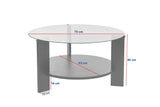 Coffee tables - Round coffee table oak melamine smoked glass Ø75 cm - Cairo - Dimehouse