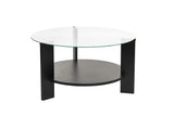 Coffee tables - Round coffee table black melamine transparent glass Ø75 cm - Cairo - Dimehouse