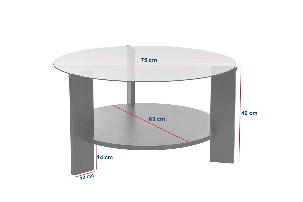 Coffee tables - Round coffee table black melamine transparent glass Ø75 cm - Cairo - Dimehouse