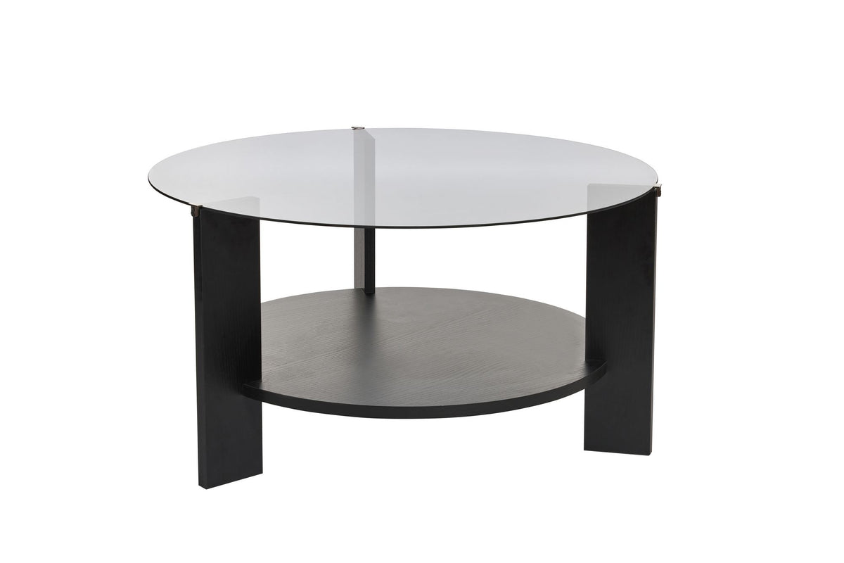 Coffee tables - Round coffee table black melamine smoked glass Ø75 cm - Cairo - Dimehouse