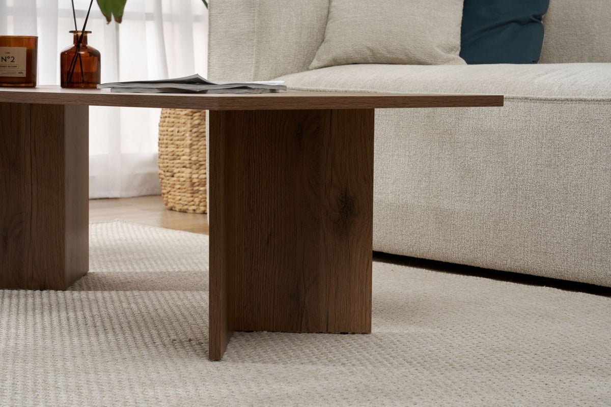 Coffee tables - Rectangular coffee table walnut melamine Sabin 119x60 cm - Dimehouse