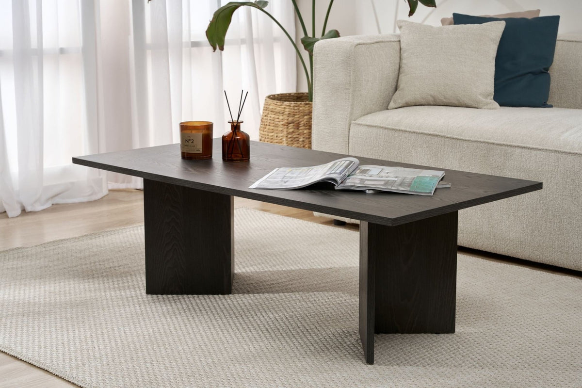 Coffee tables - Rectangular coffee table black melamine Sabin 119x60 cm - Dimehouse