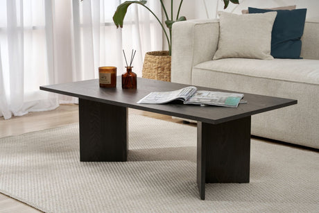 Coffee tables - Rectangular coffee table black melamine Sabin 119x60 cm - Dimehouse