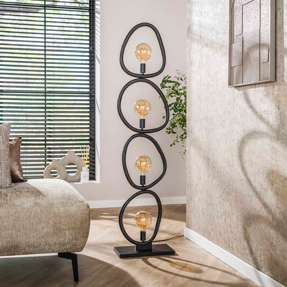 Floor lamps - Floor lamp Orion 4 - lights Black Metal 165 cm - Dimehouse