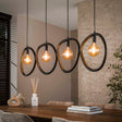 Hanging lamps - Hanging lamp Nova 4 - light Black Metal 140 cm - Dimehouse
