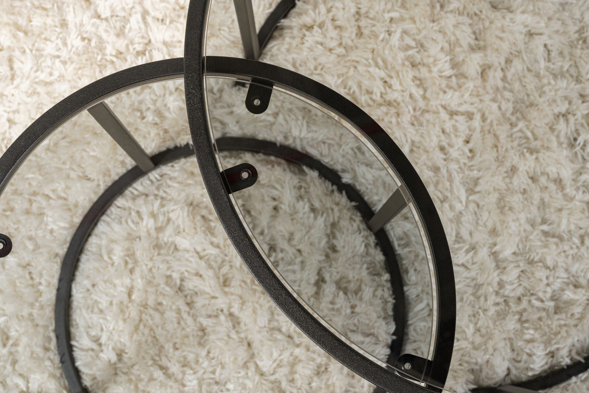 Coffee tables - Coffee table set of 2 Round Glass - Black Frame - 42 and 60 cm - Barlin - Dimehouse