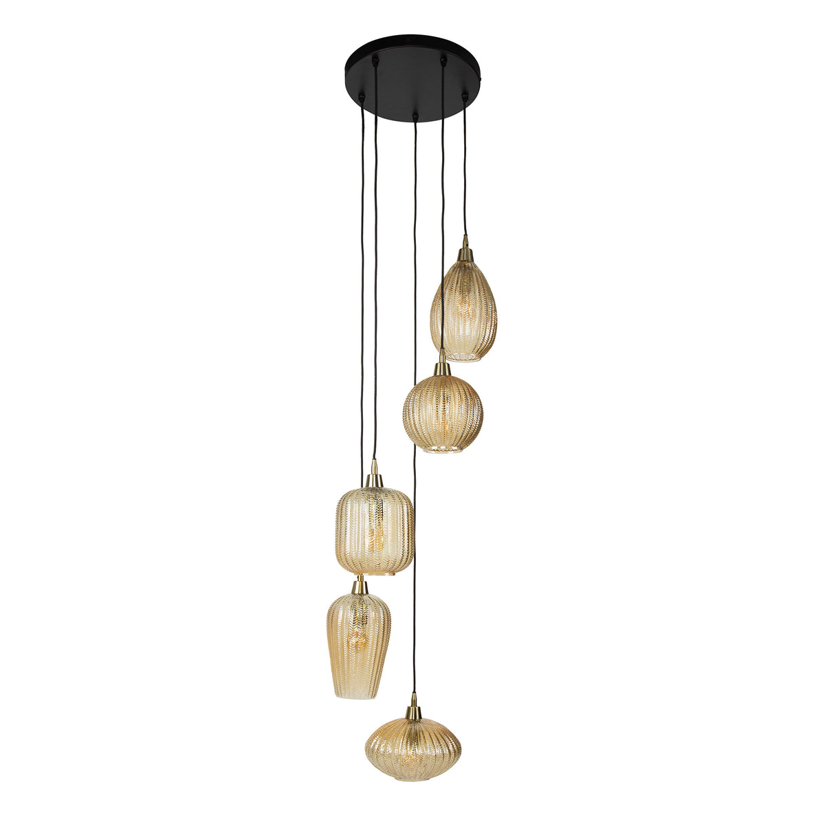 Hanging lamps - Glass Hanging Lamp Olaf 5 - light Amber Gold - Dimehouse