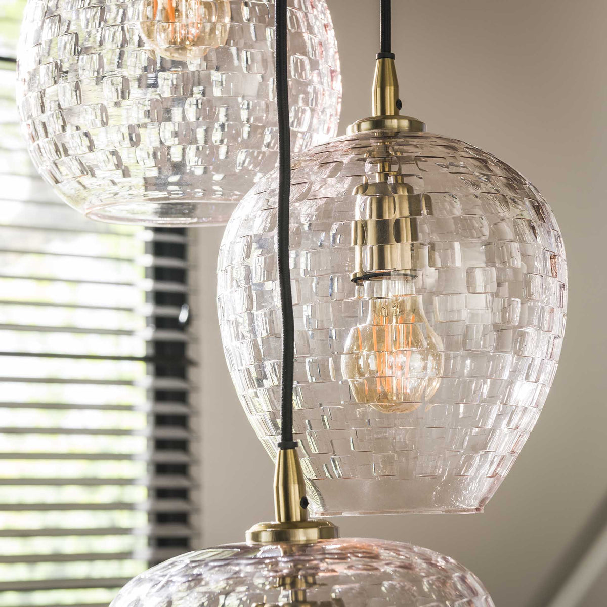 Hanging lamps - Glass hanging lamp Feline 5L stepped - Dimehouse