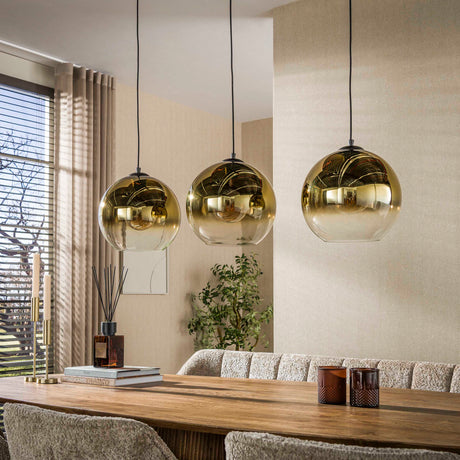 Hanging lamp - Glass hanging lamp Juliette 3 - light gold glass - Dimehouse