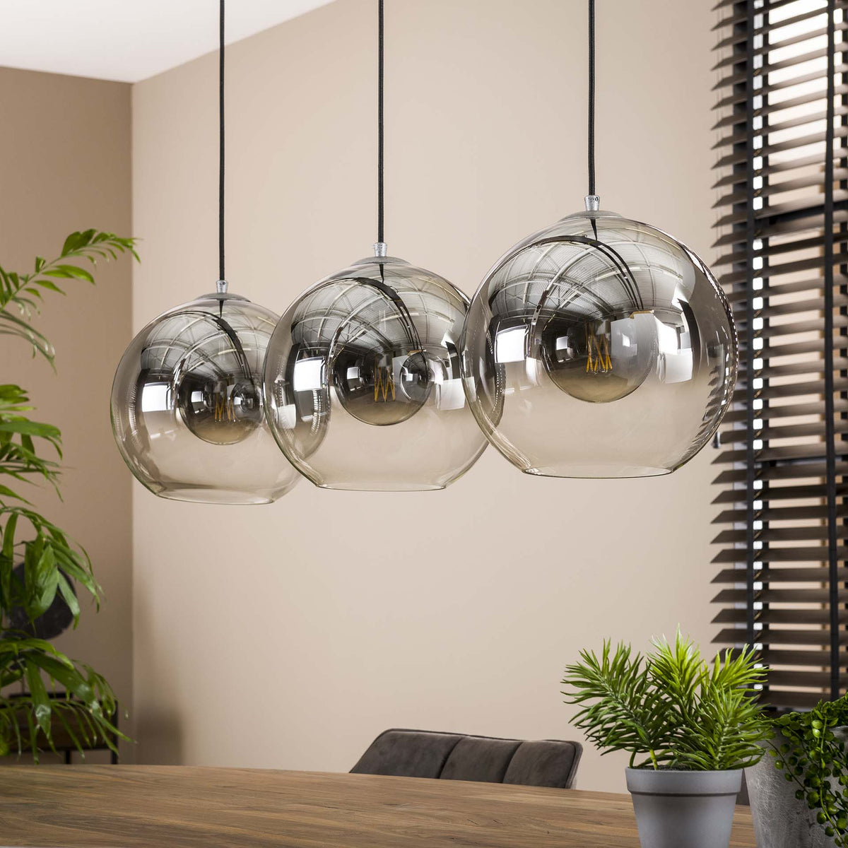 Hanging lamps - Glass hanging lamp Juliette 3 - light smokey glass - Dimehouse