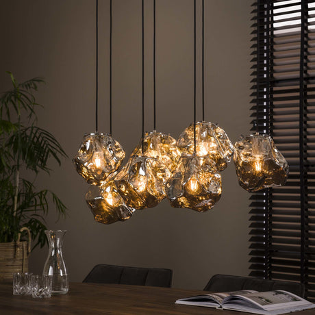 Hanging lamp Rocks DH Interior Chromed LxWxH 104x55x36 Glass Atmospheric photo diagonal front view