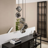 Hanging lamp Rocks DH Interior Chromed LxWxH 79x55x36 Glass Atmospheric photo diagonal front view