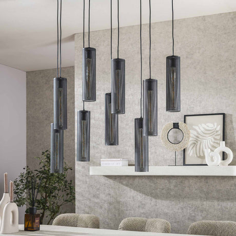 Hanging lamps - Hanging lamp Zavi 9 - light mesh black - Dimehouse