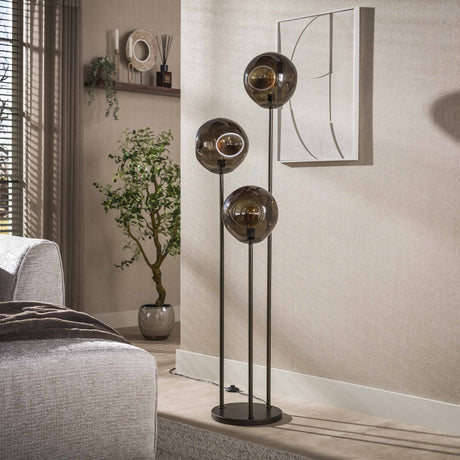 Floor lamp - Floor lamp Ada 3 - slightly stepped brown glass - Dimehouse