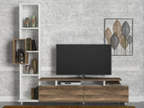 TV Furniture - TV Furniture Set Tulip White Walnut Melamine 160x166.7x29.5 cm - Dimehouse