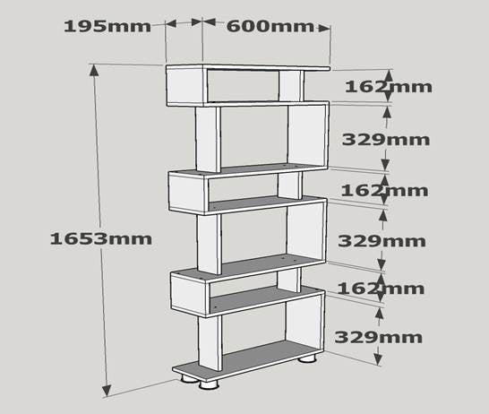 Bookcases - Design shelving unit white with walnut melamine Block 60x165x19.5 cm - Dimehouse