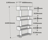 Bookcases - Design shelving unit white with walnut melamine Block 60x165x19.5 cm - Dimehouse