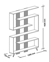 Bookcases - Bookcase Rain White Walnut Melamine 120x162x20 cm - Dimehouse