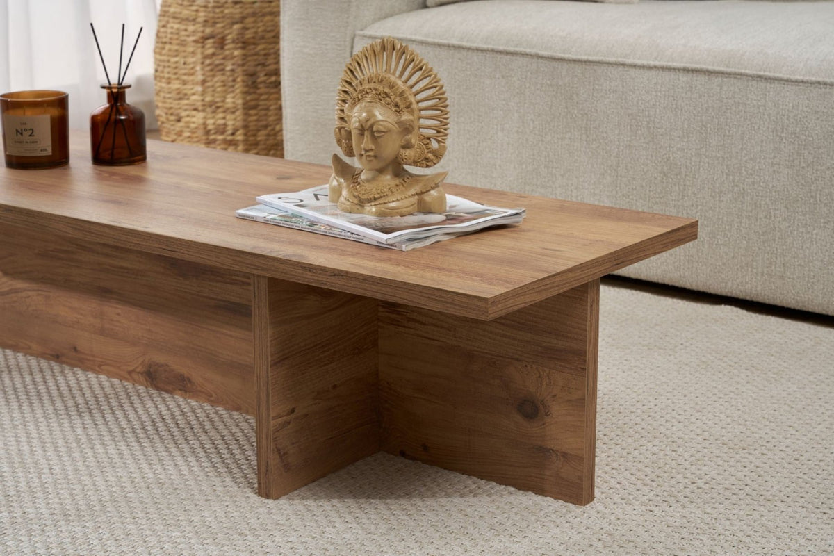 Coffee tables - Rectangular coffee table pine wood melamine - 120x45x30 cm - Portland - Dimehouse