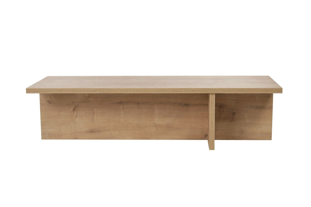 Coffee tables - Rectangular coffee table Oak melamine - 120x45x30 cm - Portland - Dimehouse