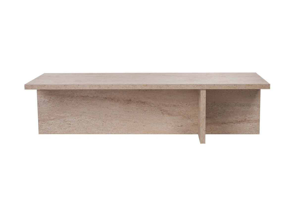 Coffee tables - Rectangular coffee table travertine melamine - 120x45x30 cm - Portland - Dimehouse