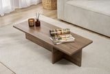 Coffee tables - Rectangular coffee table walnut melamine - 120x45x30 cm - Portland - Dimehouse