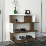 Shoe cabinets - Shoe cabinet Napolyon White Walnut Melamine 90x93x30 cm - Dimehouse
