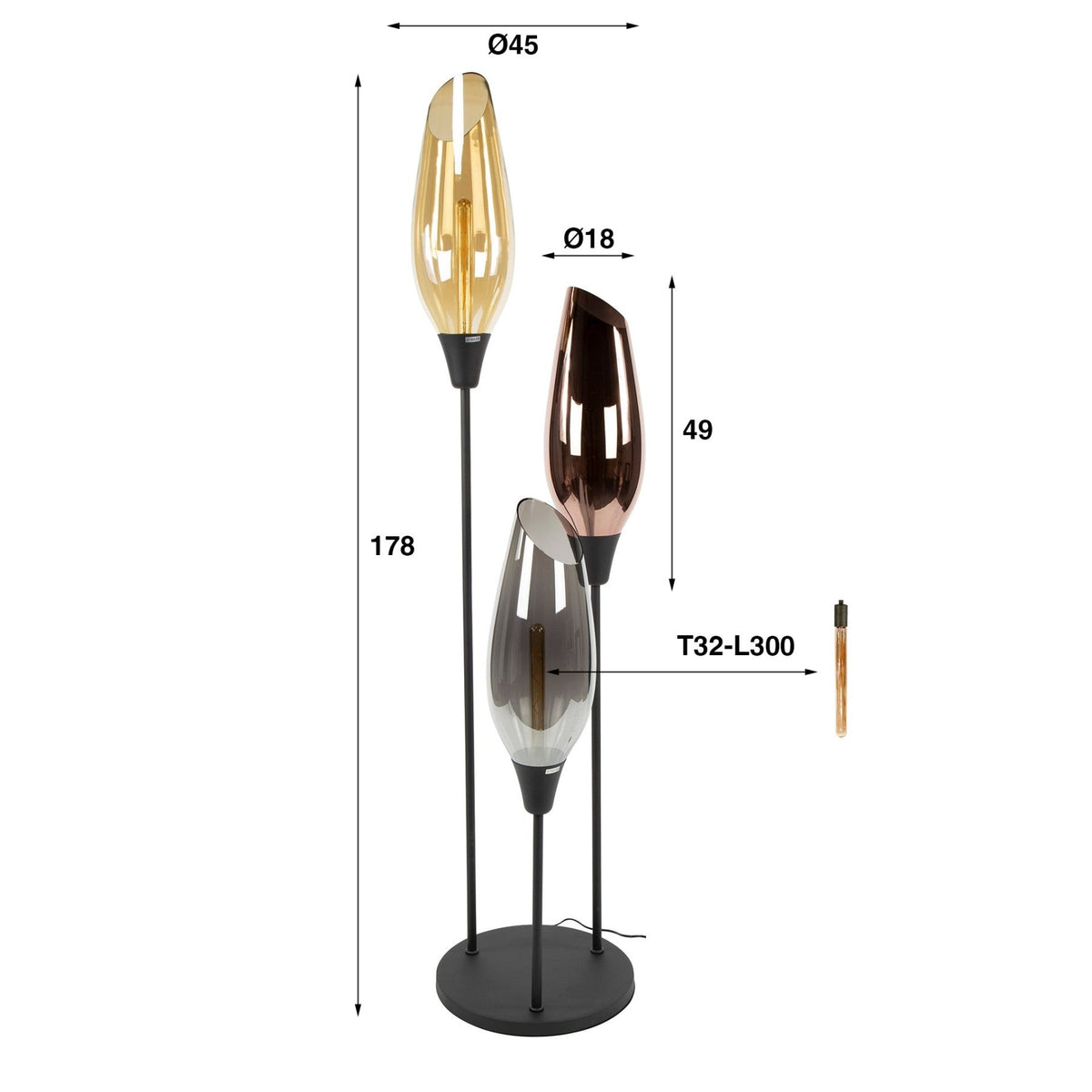 Floor lamps - Modern Floor Lamp Coco 3 - light colored glass - Dimehouse