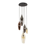 Hanging lamps - Modern Hanging Lamp Coco stepped 5 - light colored glass - Dimehouse