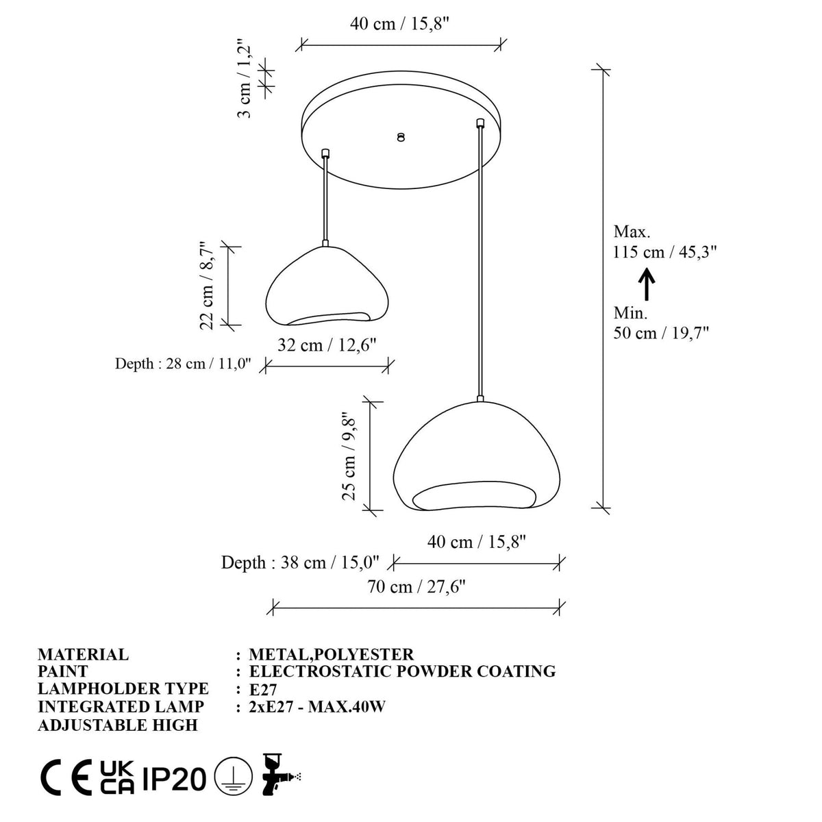 LORA-30-40-T-LUNA White Fiberglass Cap