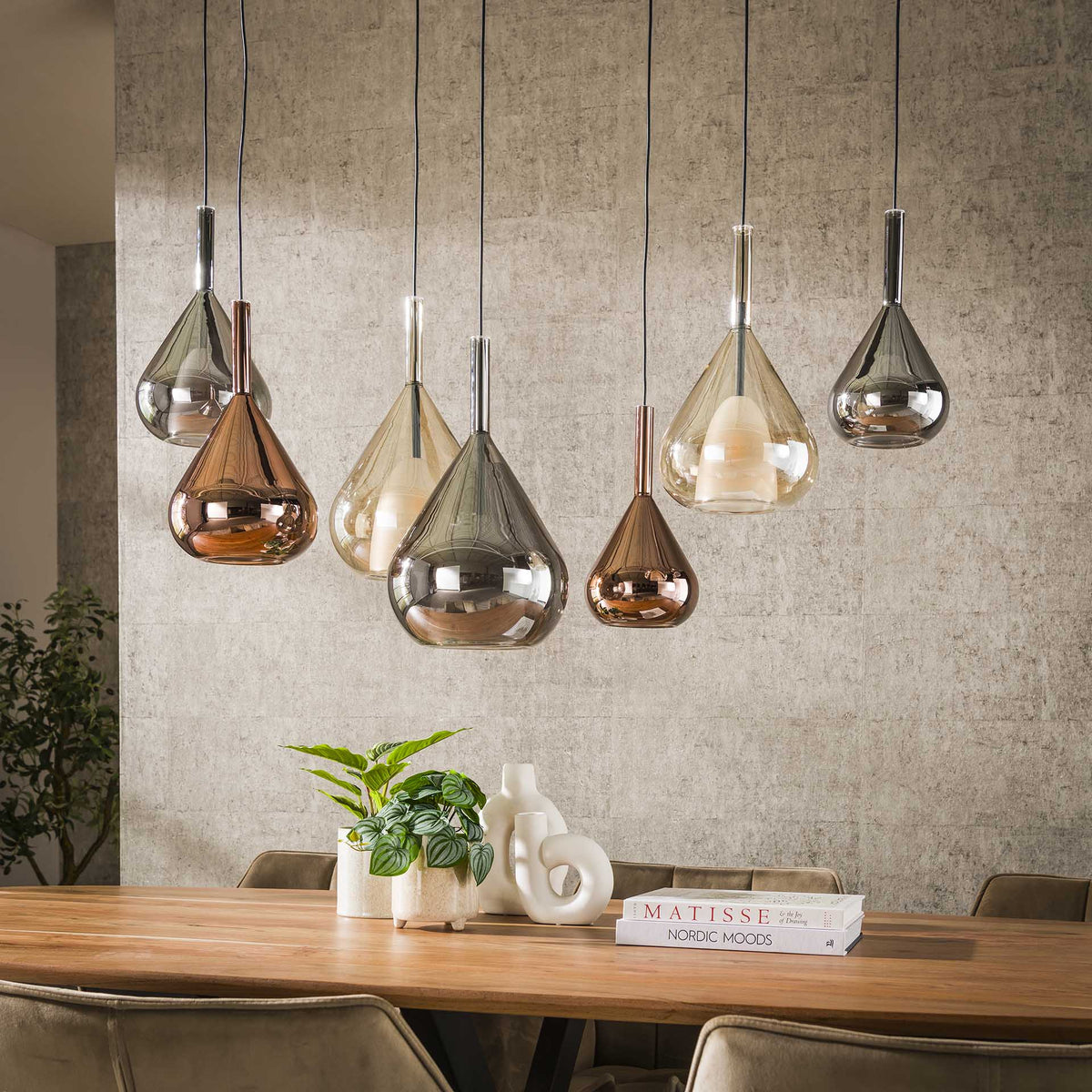 Hanging lamps - Modern Hanging Lamp Noxen 7 - light Colored Glass - Dimehouse