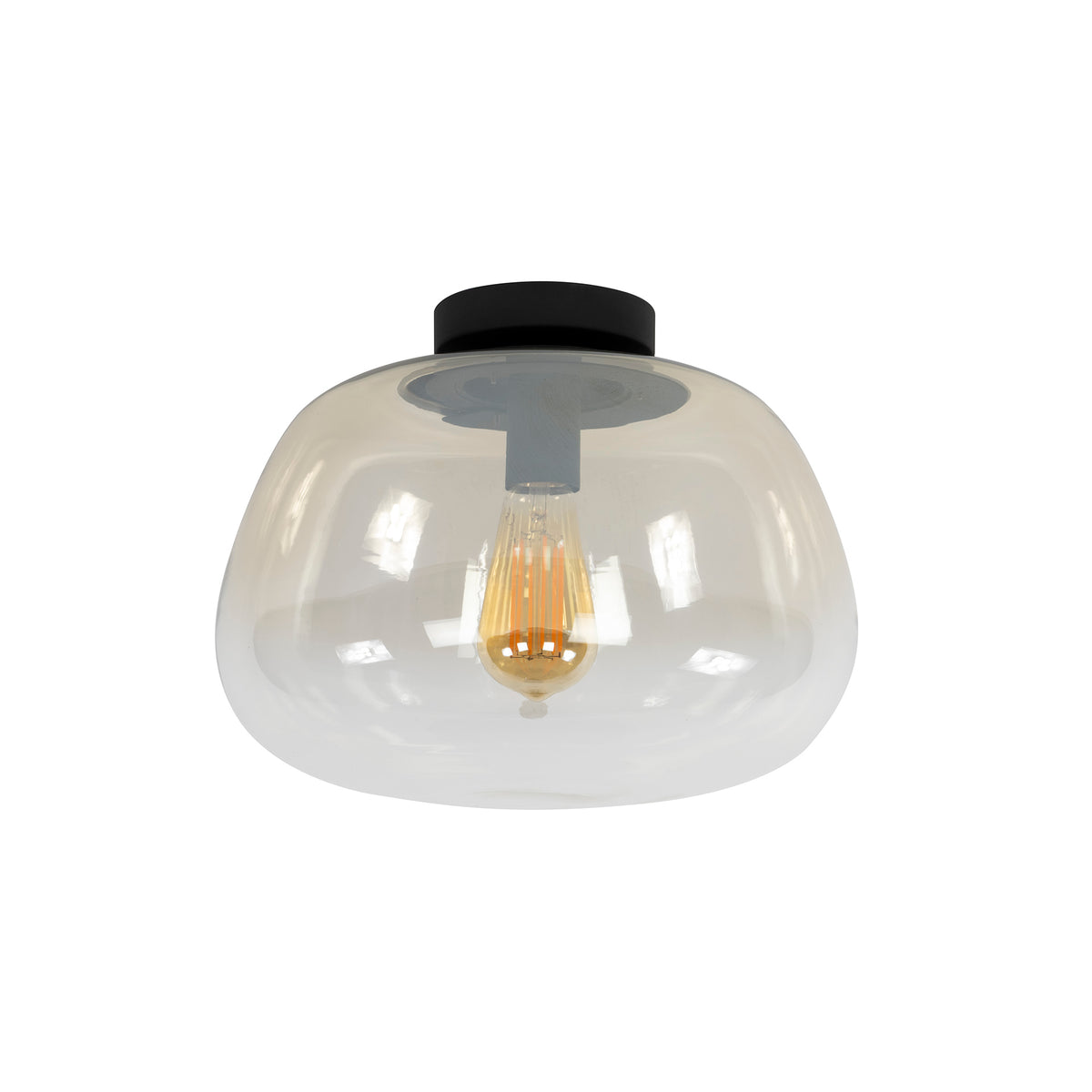 Hanging lamps - Ceiling lamp Noma Shaded Amber Glass 36x22 cm - Dimehouse