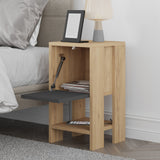 Bedside tables - Bedside table Ema Oak Anthracite Melamine 30x55x30 cm - Dimehouse
