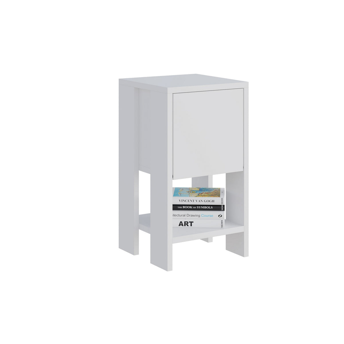Bedside tables - Bedside table Ema White Melamine 30x55x30 cm - Dimehouse