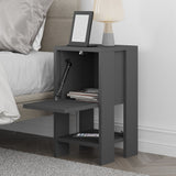 Bedside tables - Bedside table Ema Anthracite Melamine 30x55x30 cm - Dimehouse