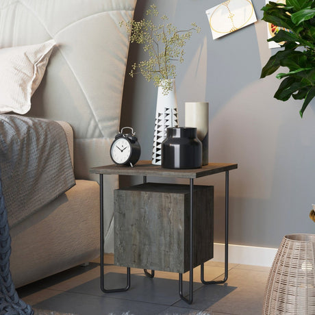 Bedside tables - Bedside table Acres Dark brown Melamine 40x45x40 cm - Dimehouse