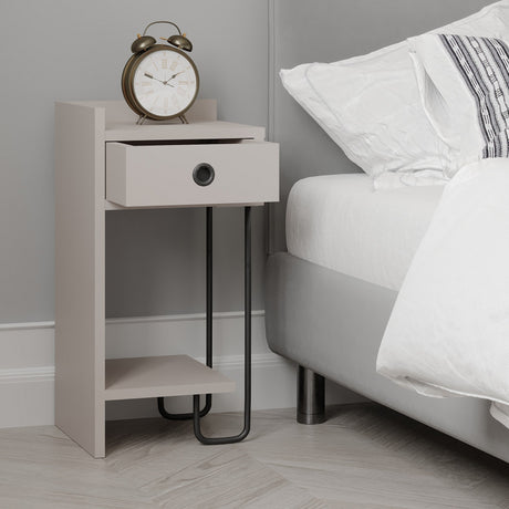 Bedside tables - Bedside table Sirius Left Mocha Melamine 32x61x30 cm - Dimehouse