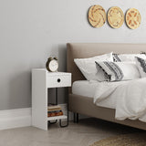 Bedside tables - Bedside table Sirius Left White Melamine 32x61x30 cm - Dimehouse