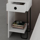 Bedside tables - Bedside table Sirius Left White Melamine 32x61x30 cm - Dimehouse