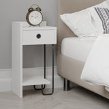 Bedside tables - Bedside table Sirius Left White Melamine 32x61x30 cm - Dimehouse