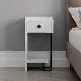 Bedside tables - Bedside table Sirius Left White Melamine 32x61x30 cm - Dimehouse