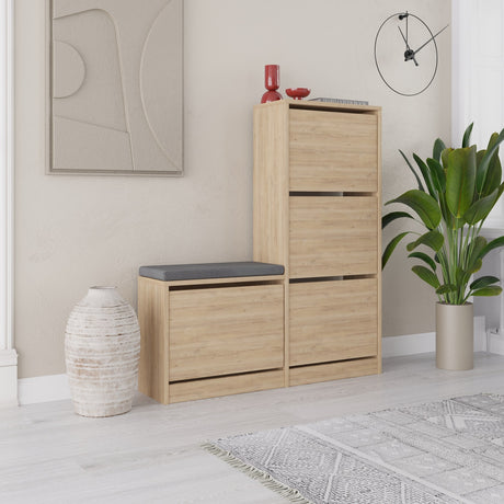 Shoe cabinets - Shoe cabinet Dude Oak Melamine 105x118.5x26 cm - Dimehouse