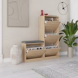 Shoe cabinets - Shoe cabinet Dude Oak Melamine 105x118.5x26 cm - Dimehouse