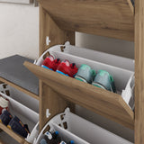 Shoe cabinets - Shoe cabinet Dude Natural Melamine 105x118.5x26 cm - Dimehouse