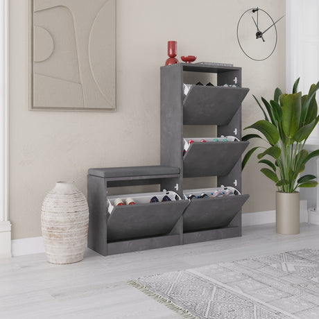 Shoe cabinets - Shoe cabinet Dude Gray Melamine 105x118.5x26 cm - Dimehouse