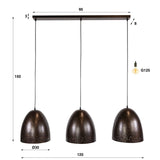 Hanging lamps - Industrial Hanging Lamp Kylian 3 - Light Metal Brown - Dimehouse