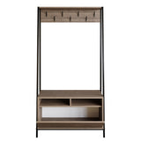 Coat Racks - Wardrobe Furniture Coat Rack Walnut Melamine Devon - With Compartments and Drawer - Dimehouse