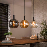 Hanging lamps - Hanging lamp 3 - light colored glass black metal Valeo 115 cm - Dimehouse