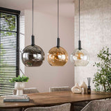 Hanging lamps - Hanging lamp 3 - light colored glass black metal Valeo 115 cm - Dimehouse